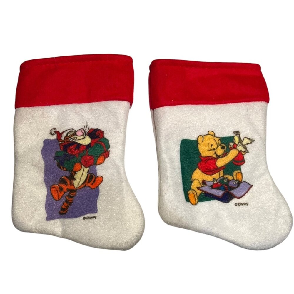 Disney Winnie The Pooh & Tigger Miniature Holiday Stockings Red/White